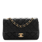 Lambskin Quilted Mini Rectangular Flap Black