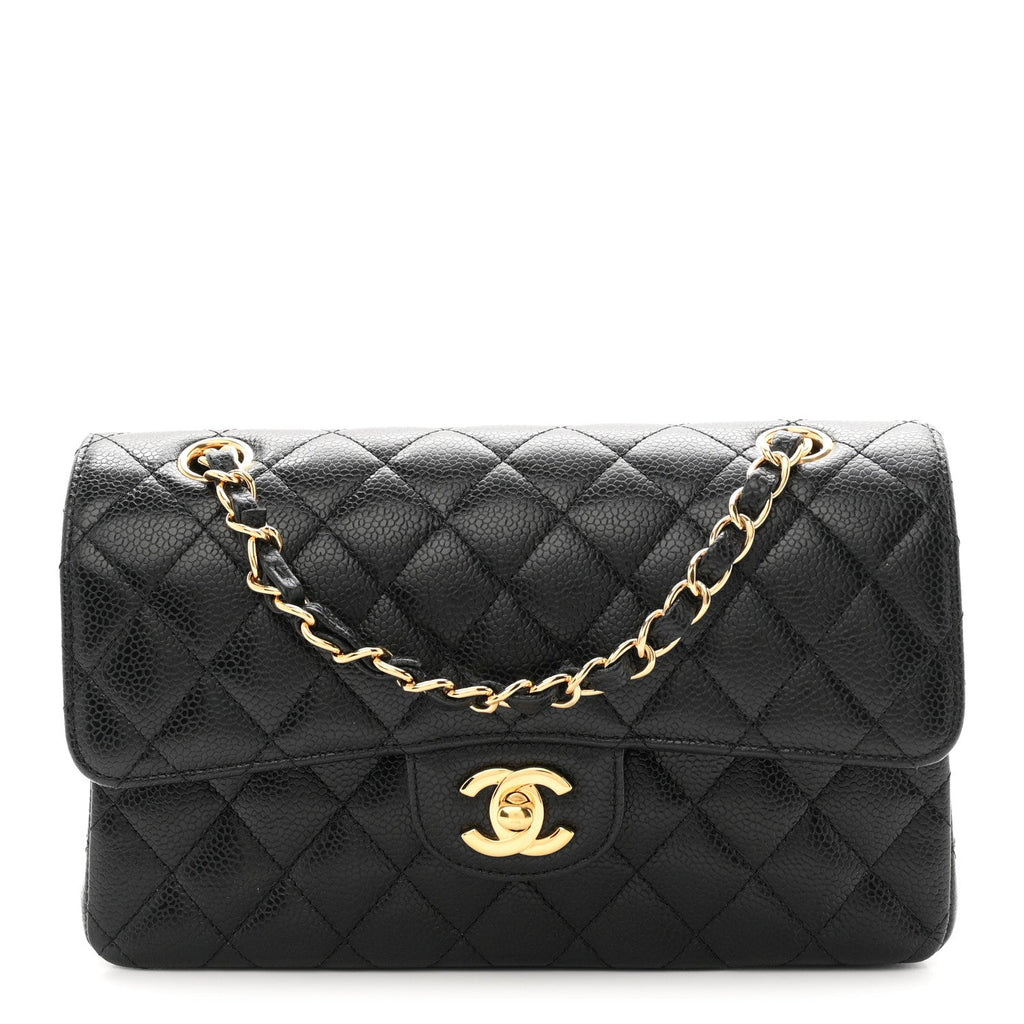 Caviar Quilted Small Double Flap Black