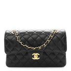 Caviar Quilted Small Double Flap Black