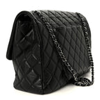 Calfskin Quilted XXL Travel Flap Bag Black