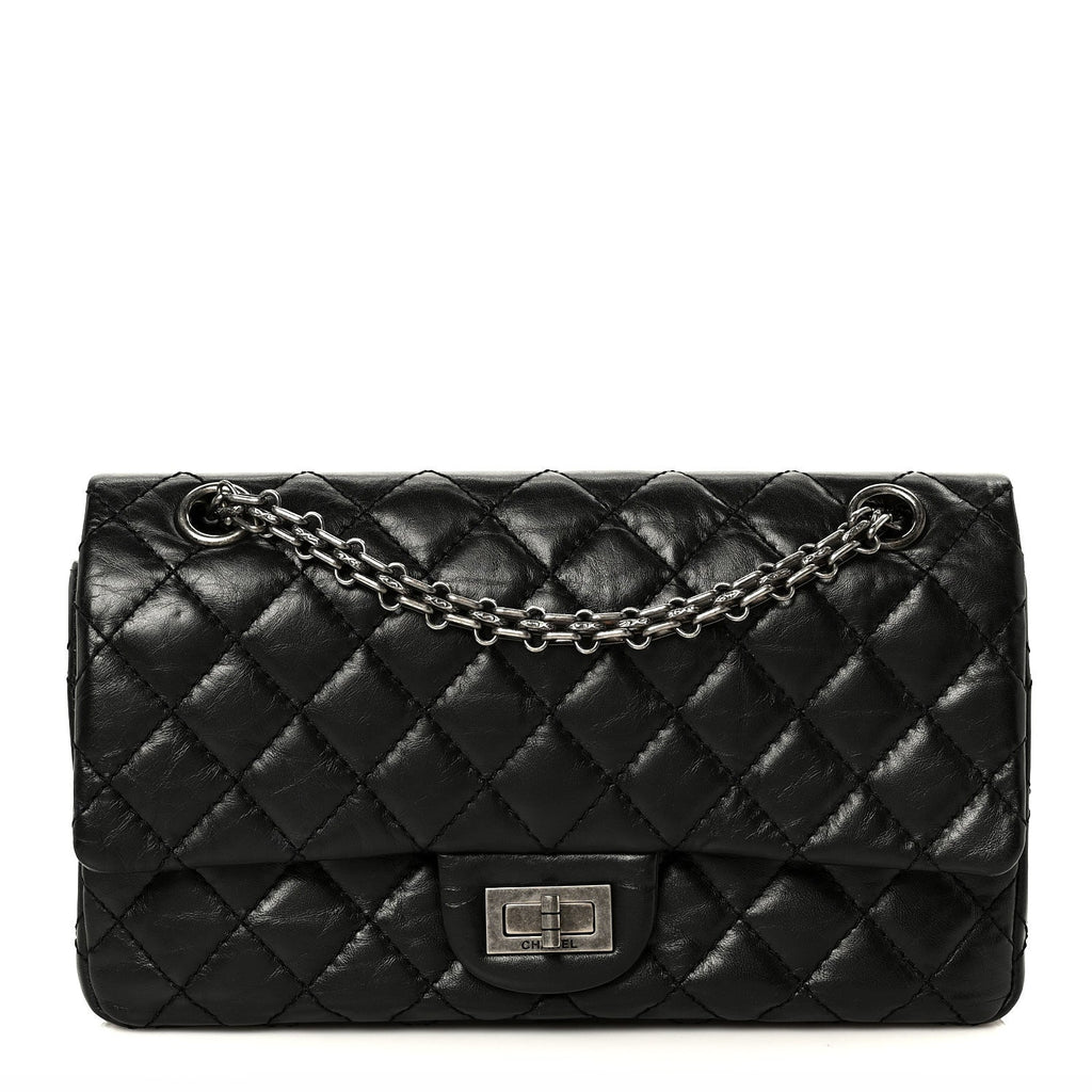 Aged Calfskin Quilted 2.55 Reissue 225 Flap Black