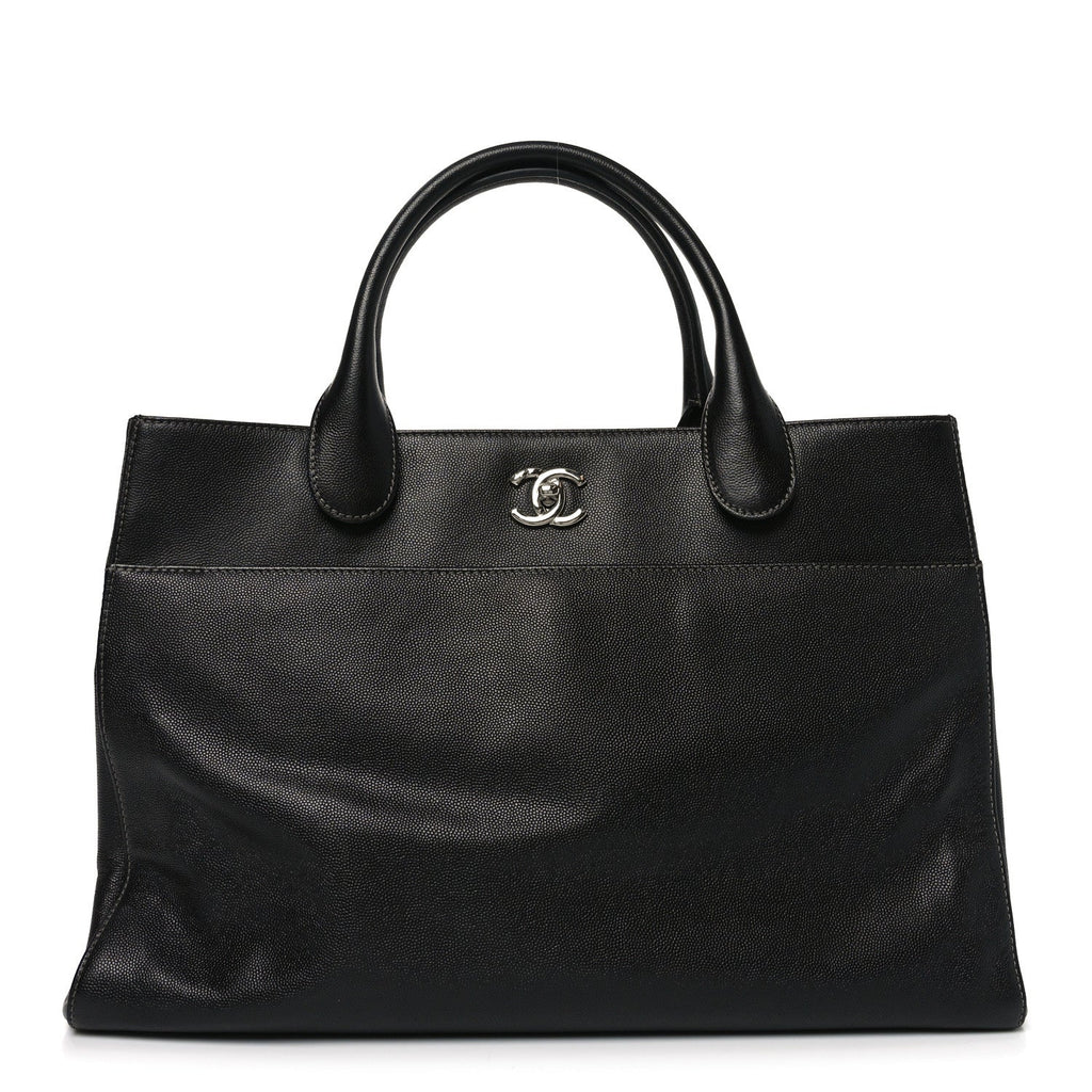 Caviar Medium Cerf Executive Shopper Tote Black