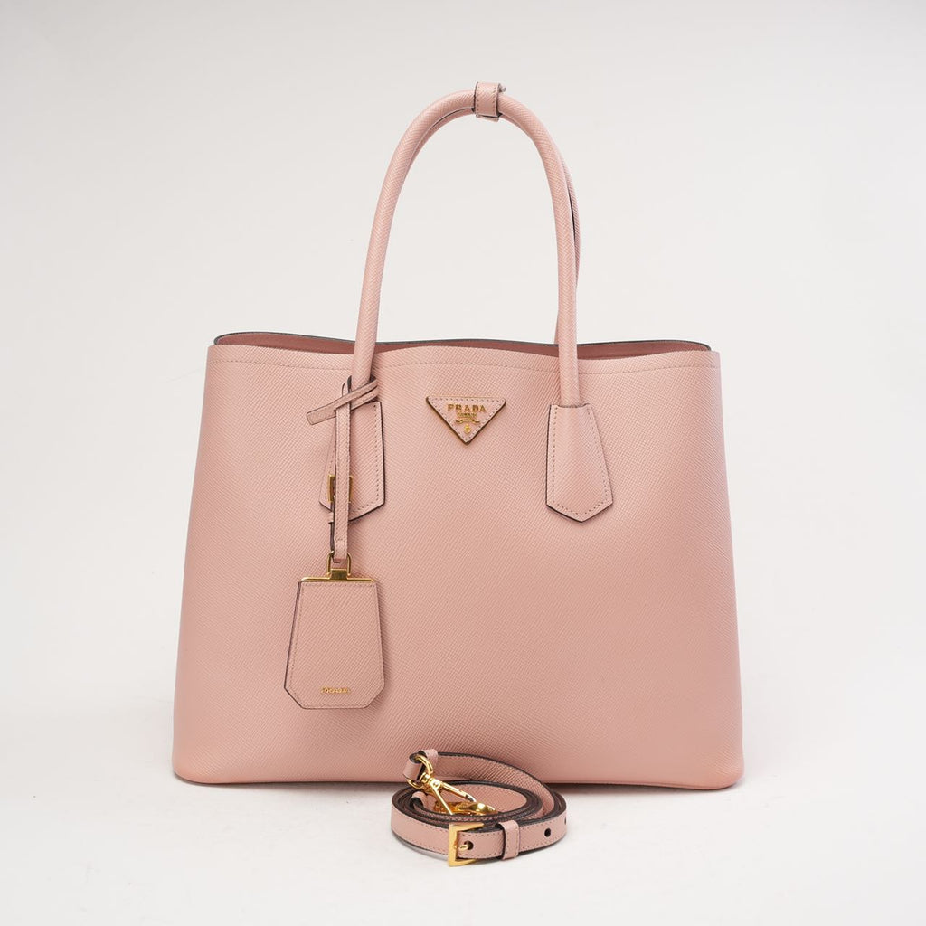 Prada Saffiano Cuir Medium Double Bag Pink