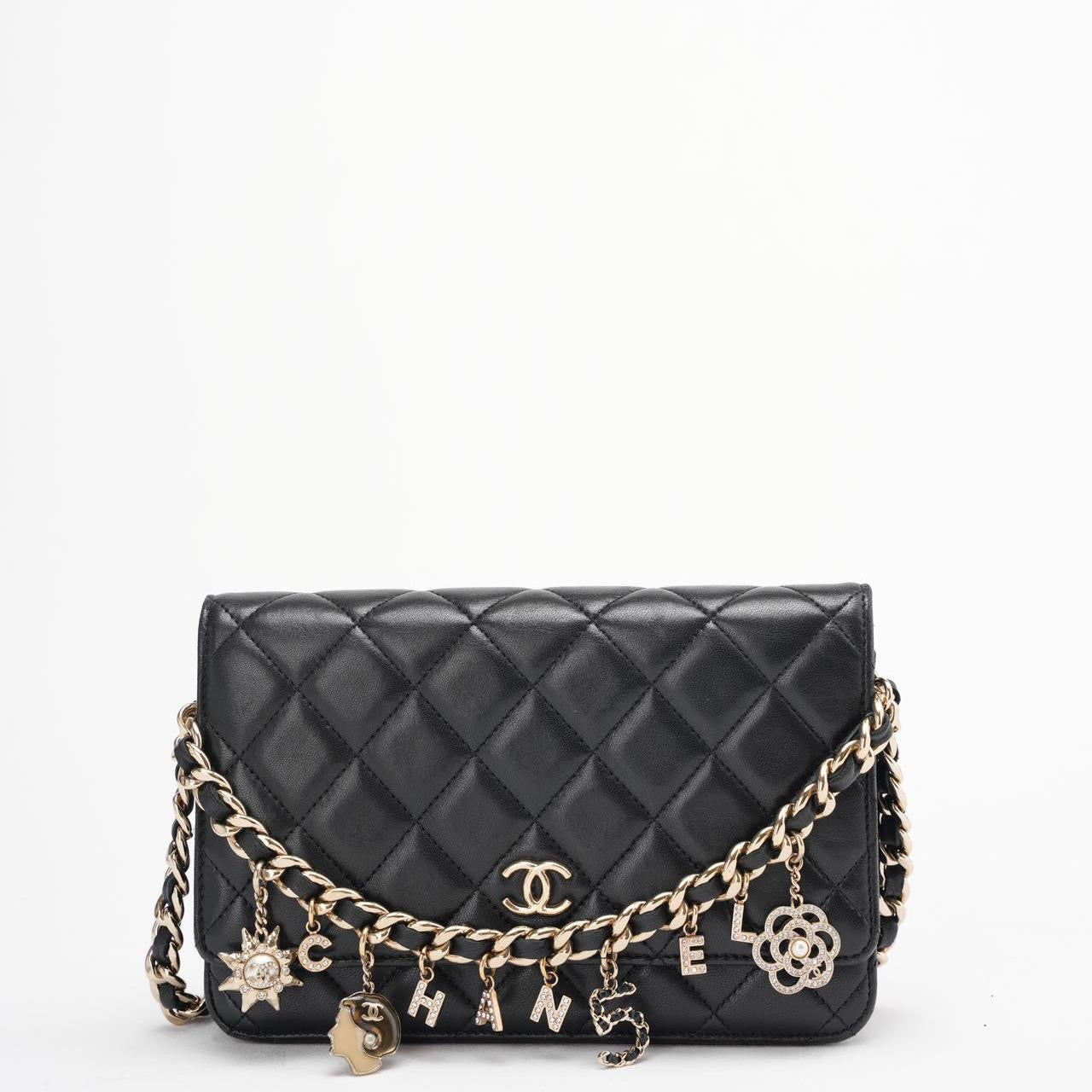 Chanel Black Wallet on Chain (WOC) Coco Charm Lambskin 2021