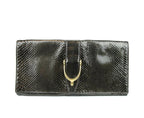 Gucci Soft Stirrup Dark Green Python Large Clutch Bag
