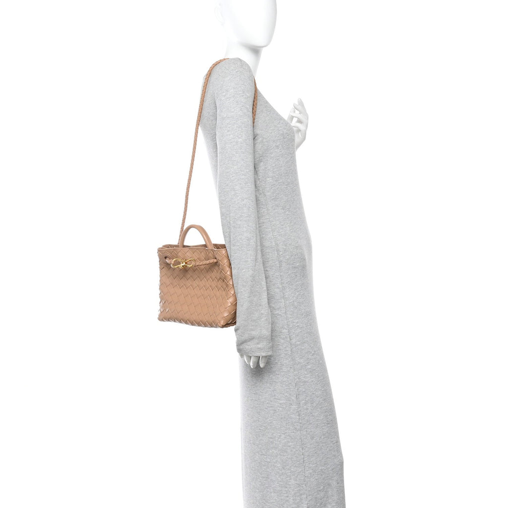 Nappa Intrecciato Small Andiamo Shoulder Bag Biscuit
