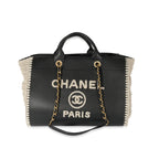 Chanel Black Large Deauville Tote Bag in Calfskin Leather Limited Edition