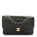 Caviar Quilted Small Double Flap Black