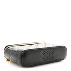 Lambskin Quilted Resin Vanity Case With Chain Black
