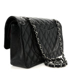 Caviar Quilted Medium Double Flap Black