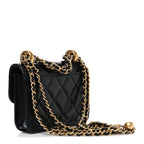Calfskin Quilted Perfect Fit Coin Purse With Chain Black