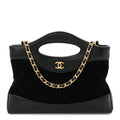 Suede Shiny Crumpled Calfskin Quilted Nano 31 Shopping Bag Black