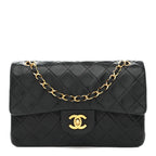 Lambskin Quilted Small Double Flap Black