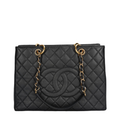 Chanel Black Grand Shopping Tote GST Bag in Caviar Leather with Gold Hardware