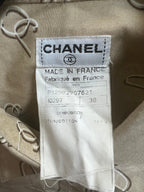 FLASH 50% off - Cream & Tan Top Long Sleeve Luxury Designer Chanel, Size M