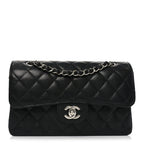 Caviar Quilted Small Double Flap Black