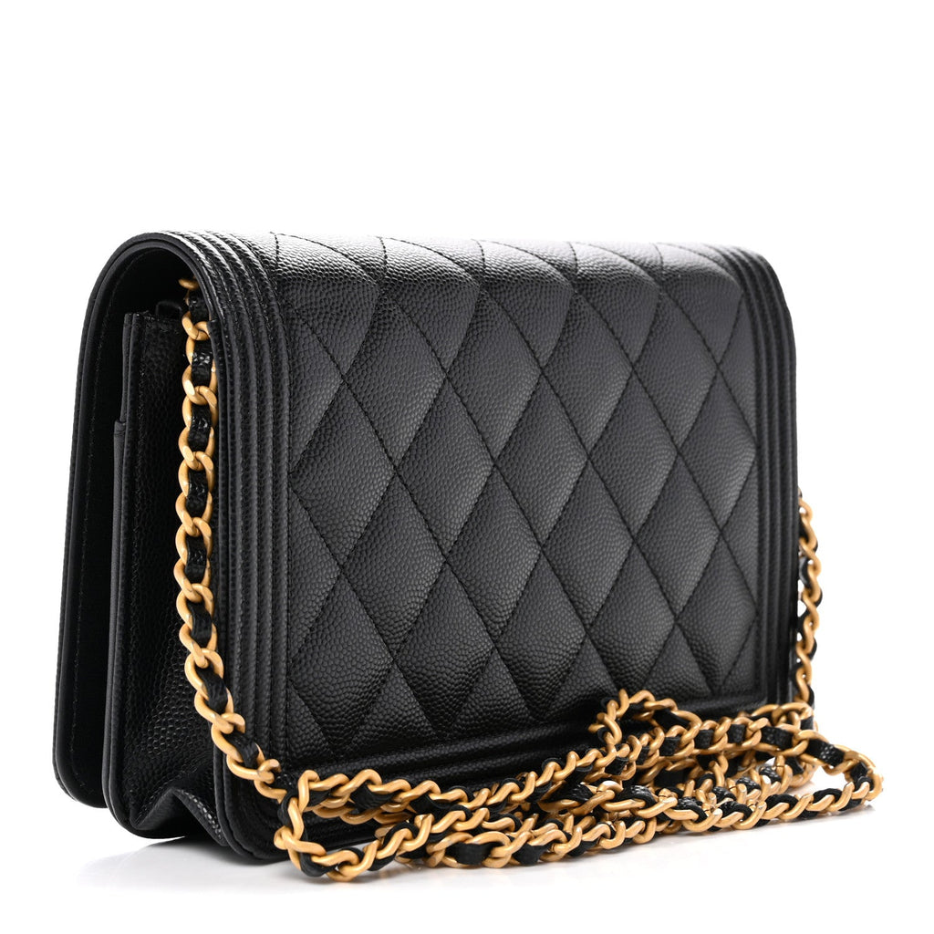 Caviar Quilted Boy Wallet On Chain WOC Black