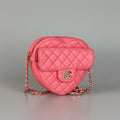 Chanel Pink Heart Bag in Lambskin Leather with Gold Hardware Large Size