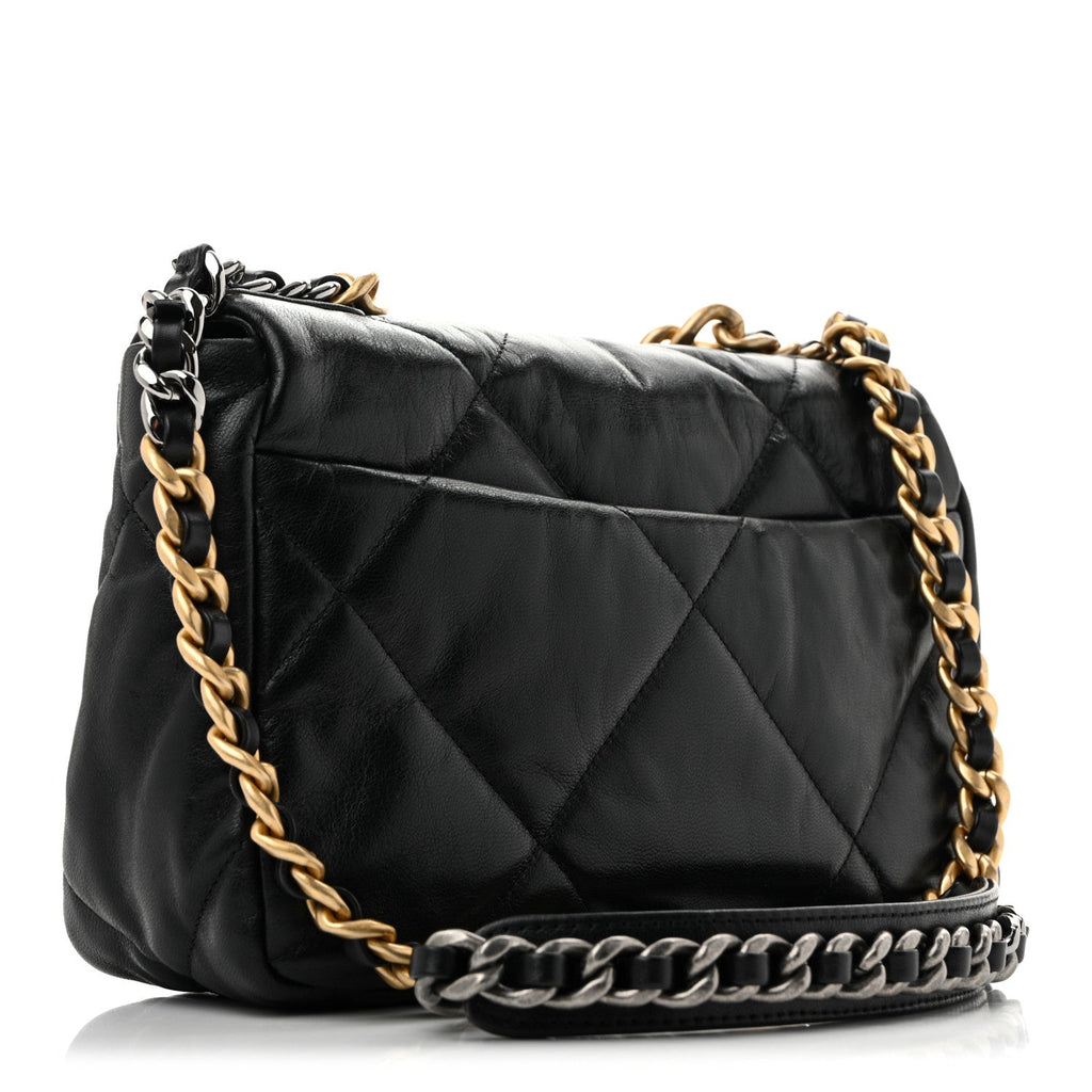 Goatskin Quilted Medium Chanel 19 Flap Black