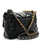 Shiny Goatskin Quilted Large Chanel 19 Flap Black
