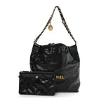 Shiny Calfskin Quilted Small Chanel 22 Black