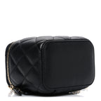 Caviar Quilted Mini Vanity Case With Chain Black