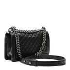 Calfskin Quilted Medium Boy Flap Black
