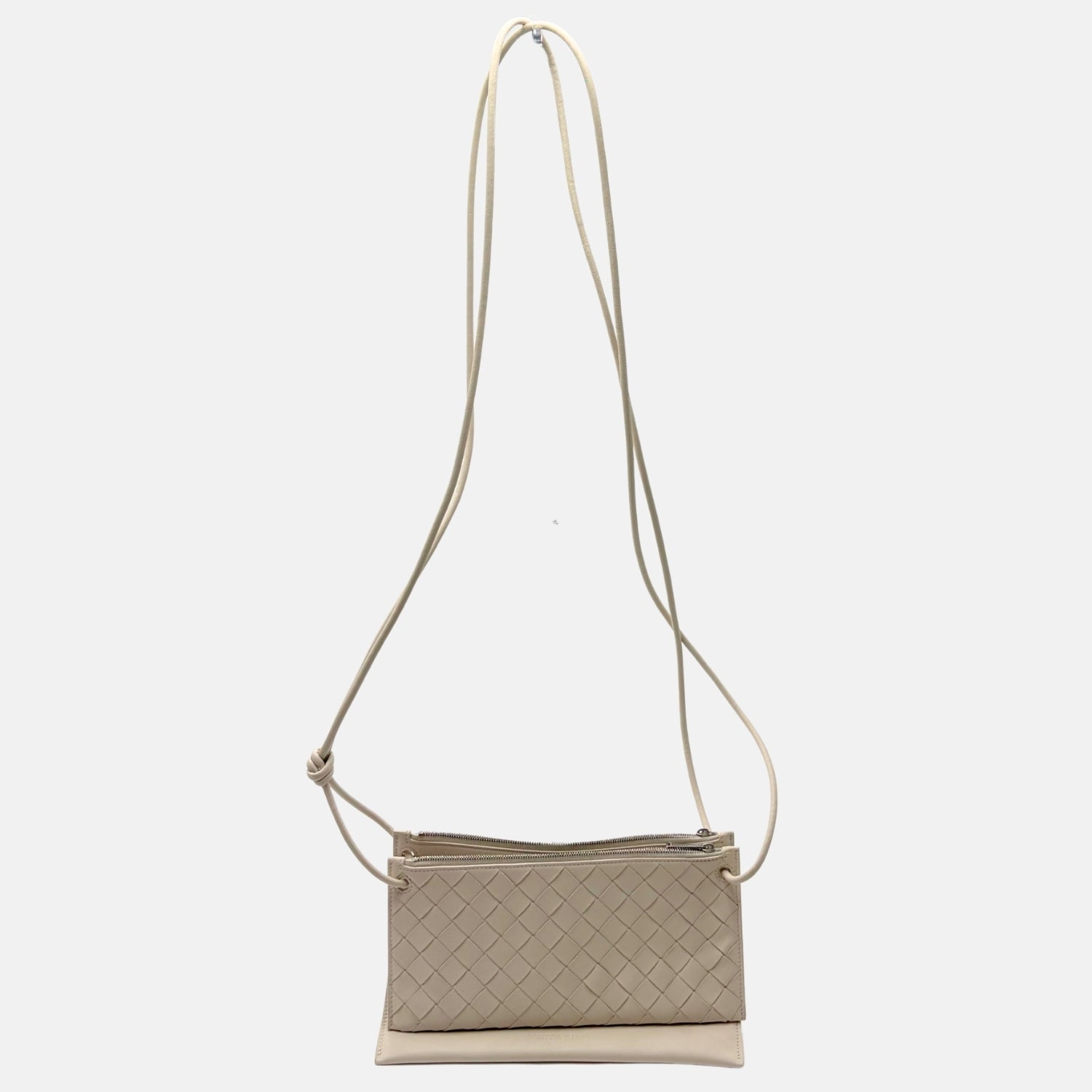 Crossbody Pouch Ivory Intrecciato Leather