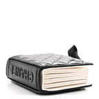 Lambskin Quilted Book Card Holder on Chain Black