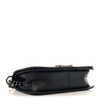 Calfskin Chevron Quilted Medium Chain Boy Flap Black