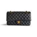 Chanel Black Timeless Flap Bag Medium Lambskin Leather With Gold Hardware
