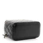 Lambskin Quilted Small Vanity Case With Chain Black