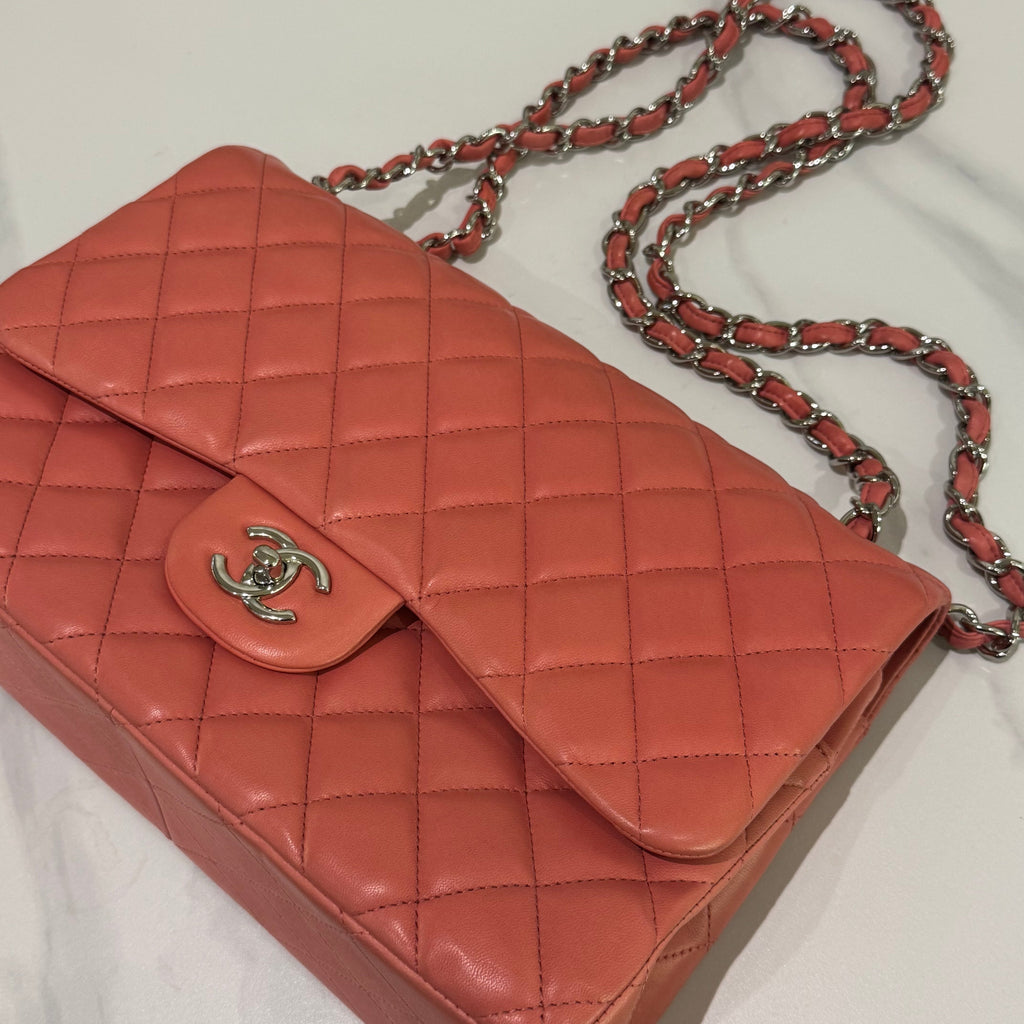 CHANEL CF CLASSIC FLAP BAG PINK LAMBSKIN