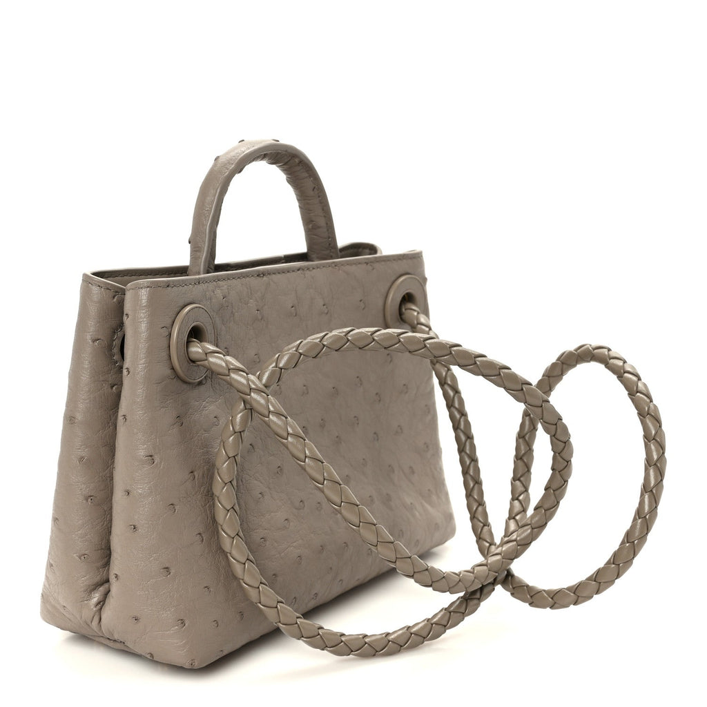 Ostrich Mini Andiamo Shoulder Bag Limestone