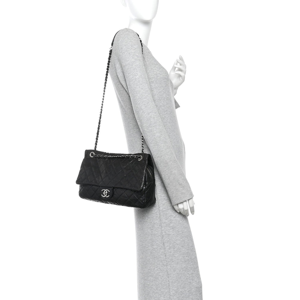 Caviar Quilted Jumbo Easy Flap Black