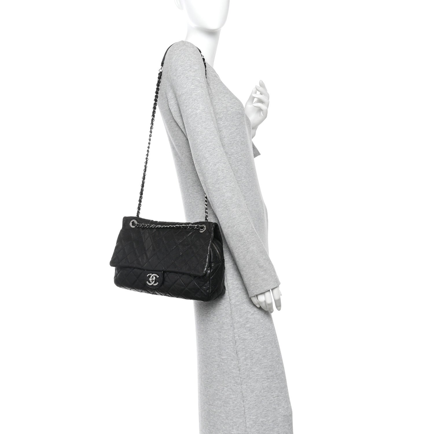 Caviar Quilted Jumbo Easy Flap Black