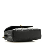 Caviar Quilted Coco Handle Clutch With Chain Black