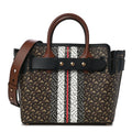 Burberry E Canvas Monogram Stripe Small Tote Bridle Brown Handbag Bag Purse NEW