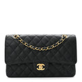 Caviar Quilted Medium Double Flap Black