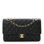 Caviar Quilted Medium Double Flap Black