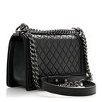 Lambskin Quilted Medium Boy Flap Black
