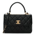 Lambskin Quilted Small Trendy CC Dual Handle Flap Bag Black