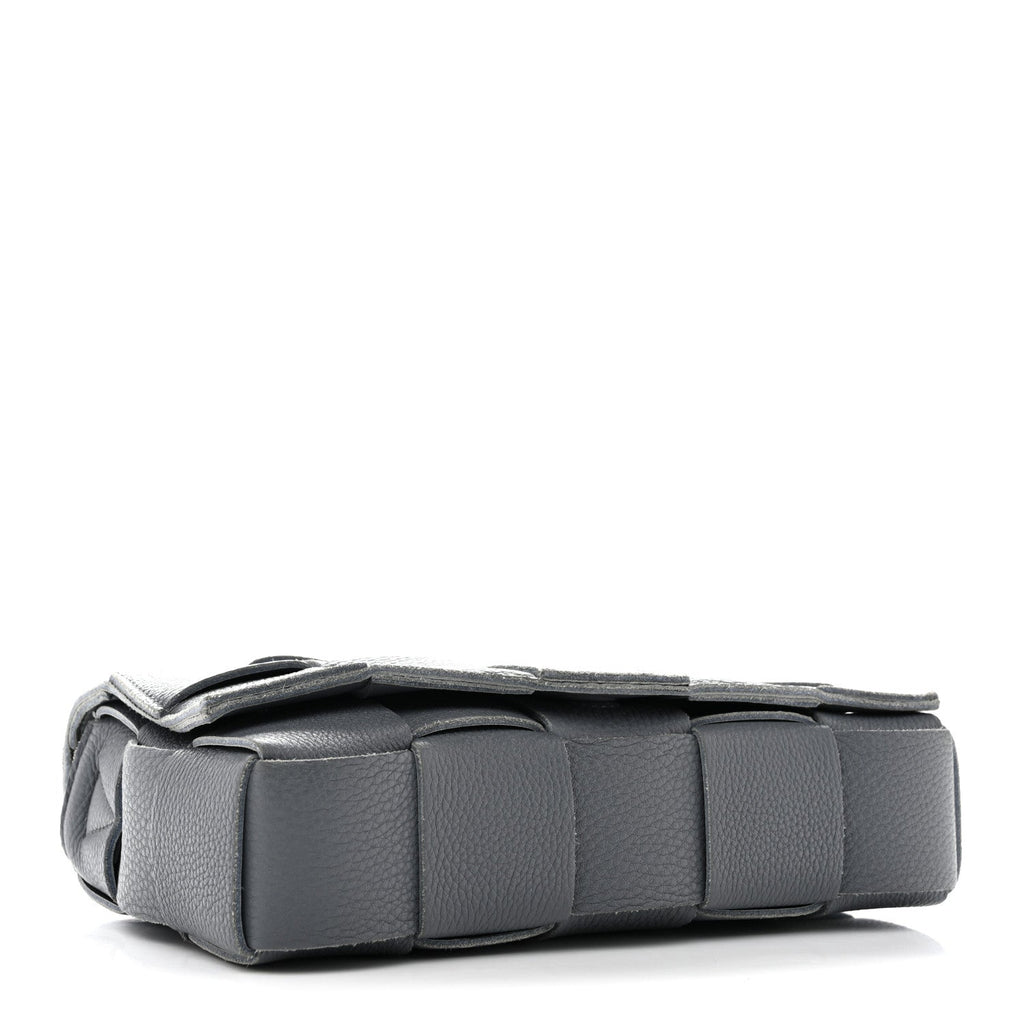 Grained Calfskin Maxi Intrecciato Cassette Crossbody Bag Thunder