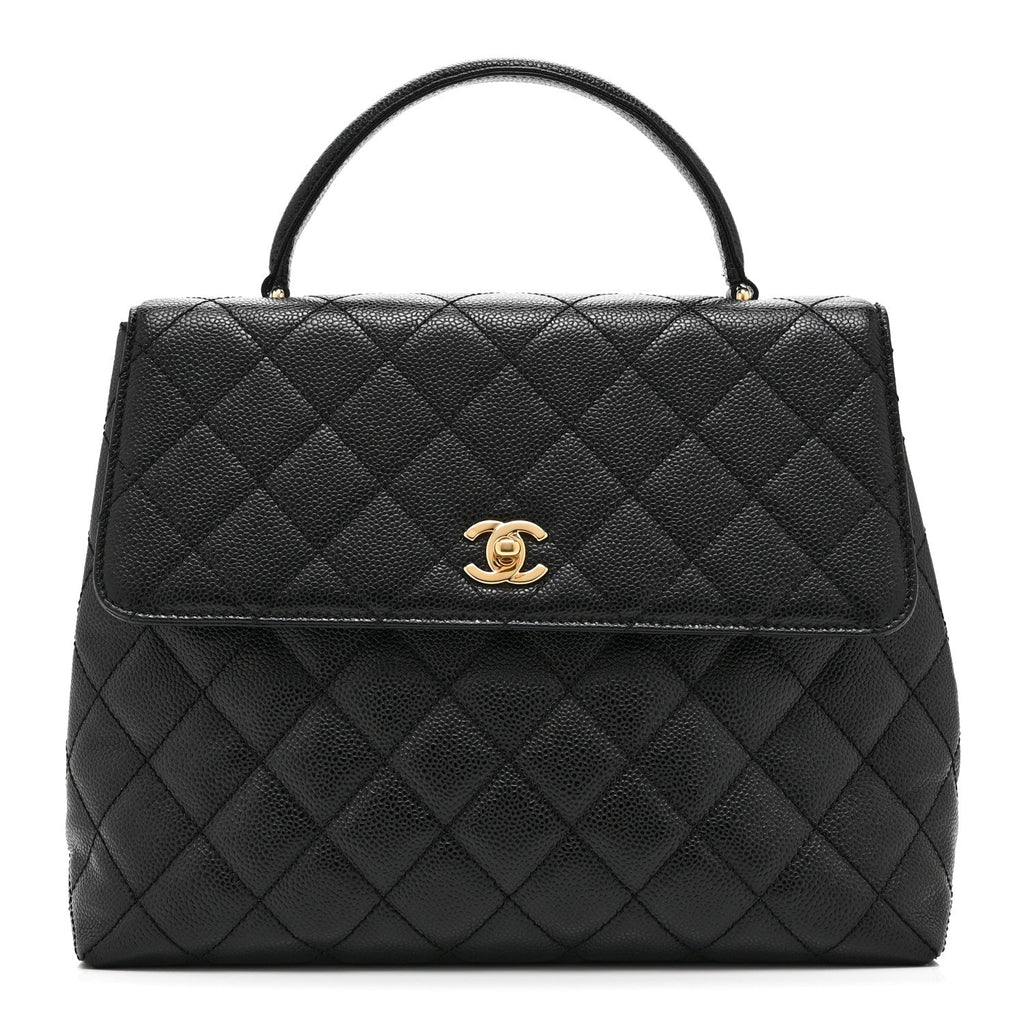 Caviar Quilted Jumbo Kelly Flap Black