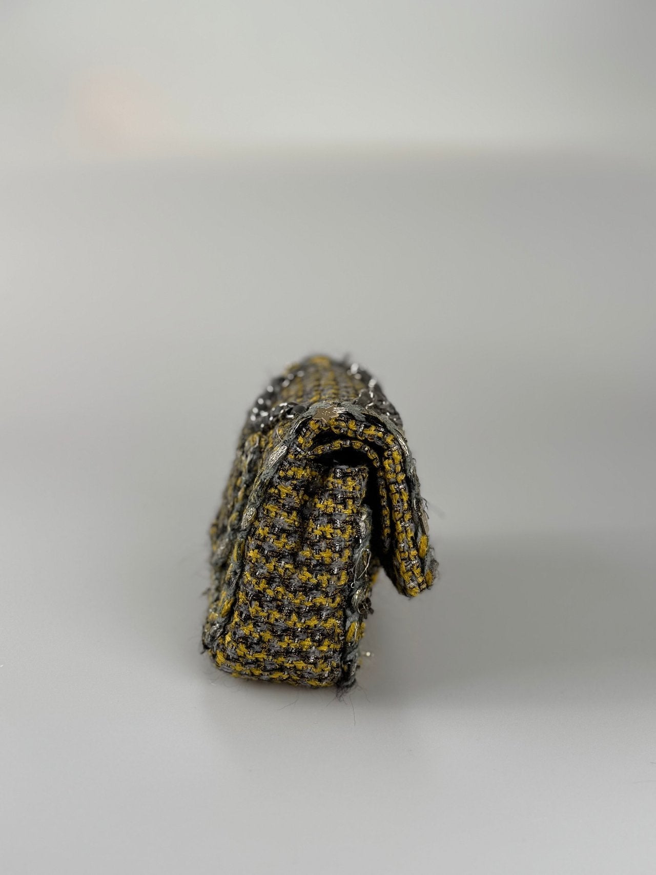 Chanel Tweed Braided Charms Medium Flap Bag Yellow Grey Black