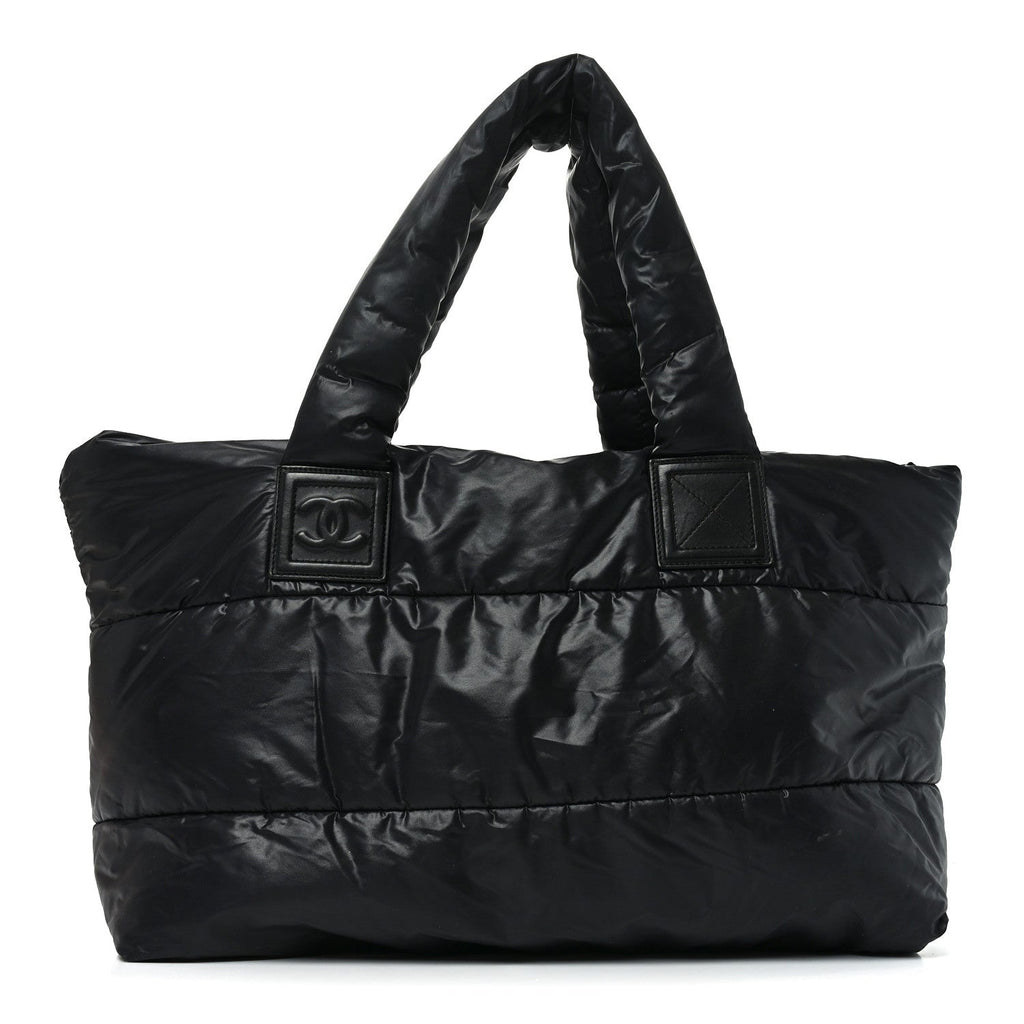 Lambskin Quilted Medium Coco Cocoon Reversible Tote Black
