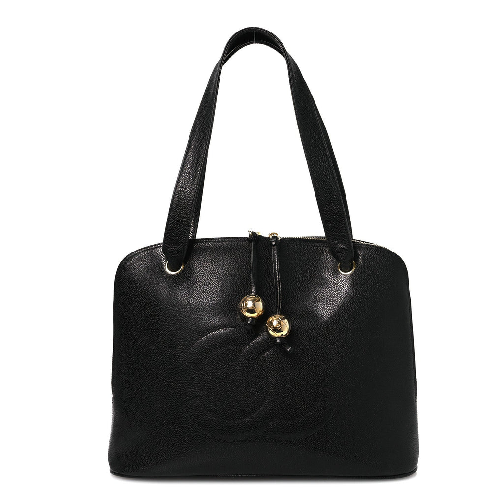 Caviar Large CC Shoulder Bag Black