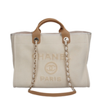 Chanel Deauville Pearl Tote Beige white medium