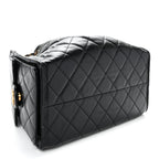 Shiny Crumpled Calfskin Quilted Small Chanel 25 Handbag Black