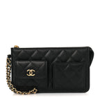 Caviar Quilted Polly Pocket Pouch Black